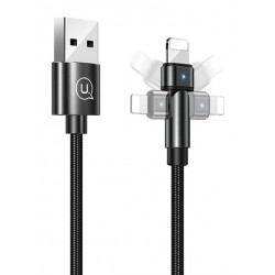 USAMS καλώδιο Lightning σε USB US-SJ476, περιστρεφόμενο, 2.1A, 1m, μαύρο