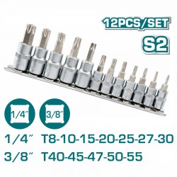 TOTAL ΕΠΑΓΓ. ΣΕΤ ΚΑΡΥΔΑΚΙΑ TORX 1/4" & 3/8" 12ΤΕΜ (THT1438121)