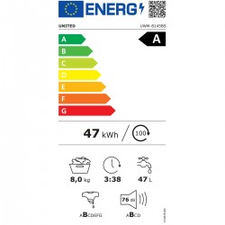 United Πλυντήριο Ρούχων 8kg 1400 Στροφών UWM-8145BS