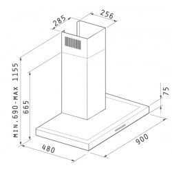 Pyramis Agilo NT Απορροφητήρας Καμινάδα 90cm Inox