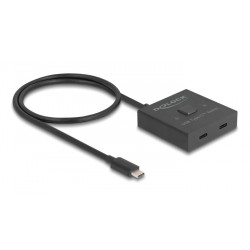 DELOCK USB-C switch 18911, 2 σε 1 bidirectional, 10Gbps, 8K, 100W, μαύρο