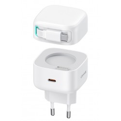 USAMS φορτιστής τοίχου US-CC202 με καλώδιο USB-C, USB-C, 35W GaN, λευκός