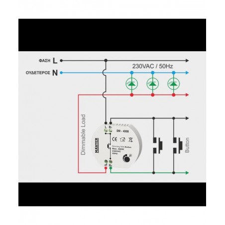 Dimmer Κυτίου 400W για λαμπτήρες LED (ΤΗΛΕΧΕΙΡΙΣΜΟΣ BUTTON)